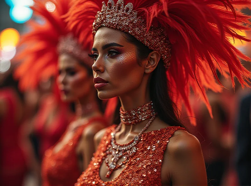 A glamorous model in a dazzling Carnival costume.