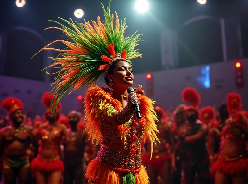 Fafá de Belém performing on stage during Carnival in Brazil.
