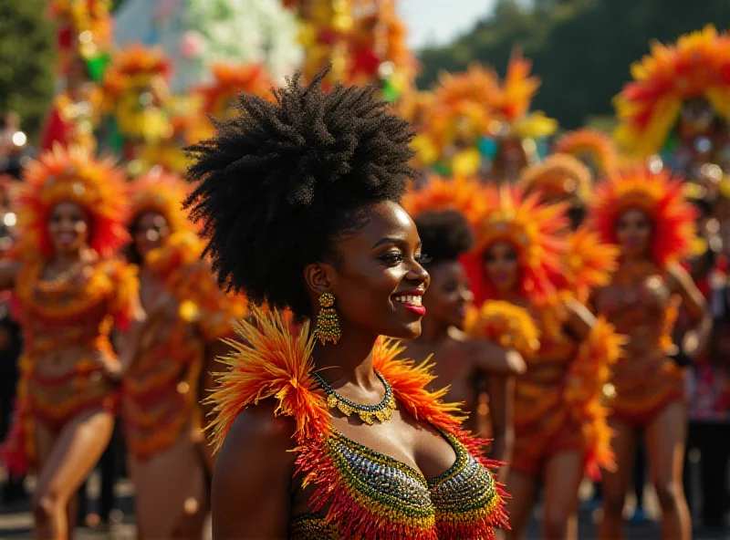 Anielle Franco parading in a Carnival school, surrounded by dancers and floats