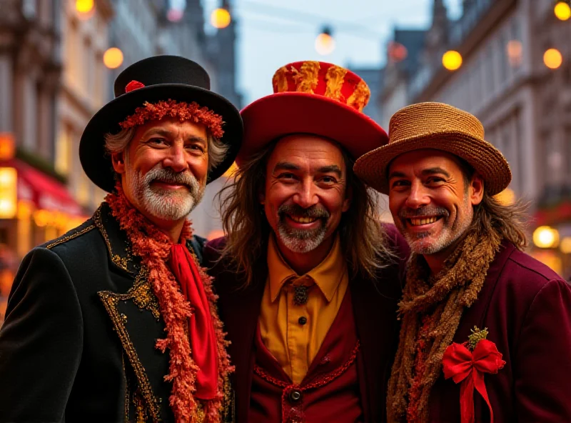 The Cologne Carnival triumvirate, consisting of Virgin Marlis, Prince René I., and Farmer Michael, dressed in traditional carnival attire, standing together and smiling.