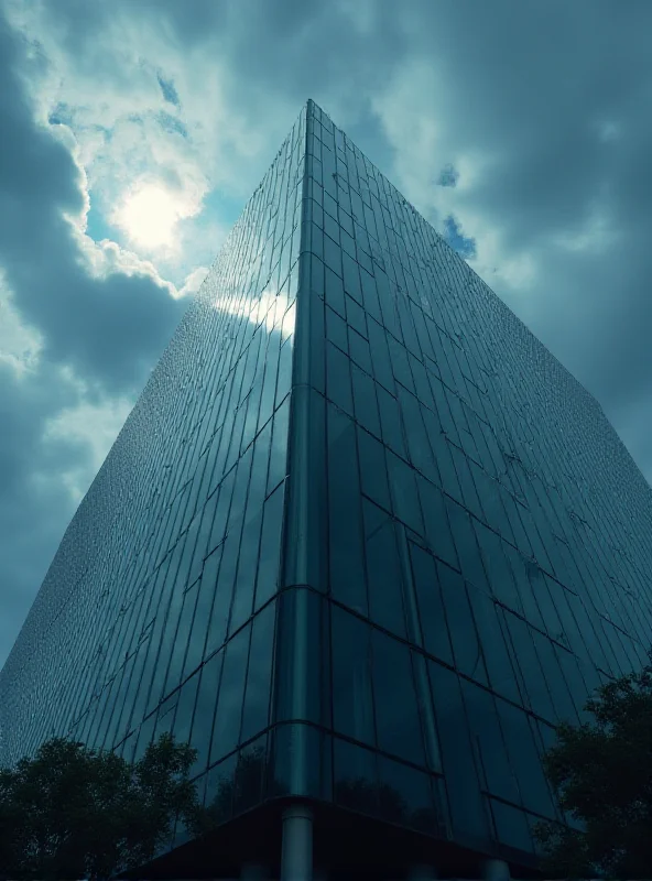 Modern courthouse building with a dramatic sky in the background.