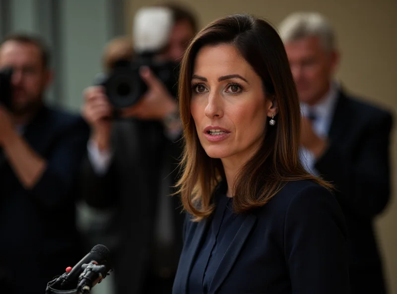 Alicia Romero speaking at a press conference.