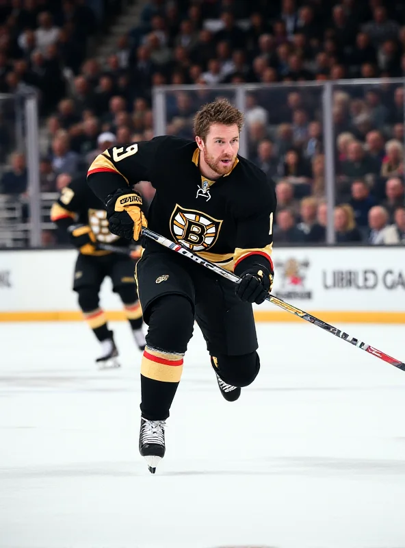 David Pastrnak skating on the ice during an NHL game.