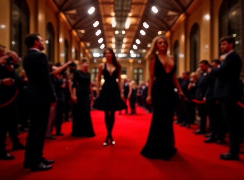 Elegant red carpet scene at the César Awards 2025, featuring celebrities in black attire.