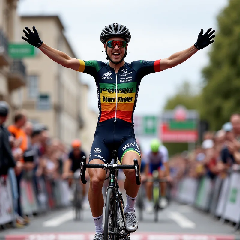 Magnus Cort Nielsen celebrating a sprint victory in O Gran Camiño