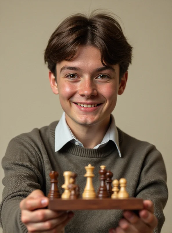 A younger Boris Spassky smiling and holding a chess piece.