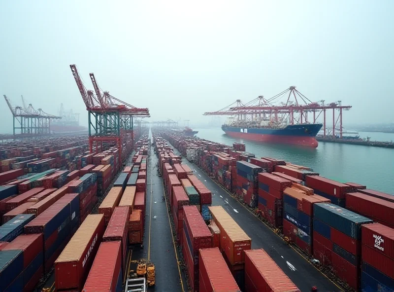 Containers at a port in China, symbolizing trade and global commerce.