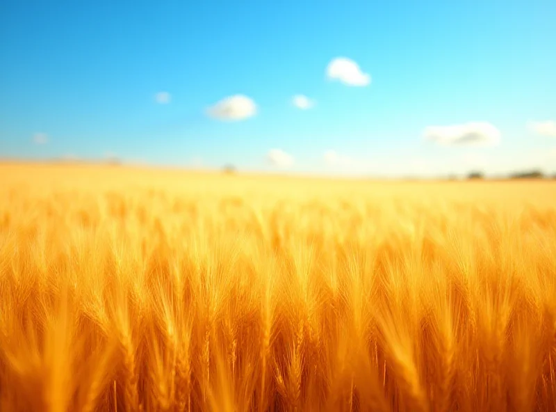 A field of golden wheat ready for harvest under a blue sky, symbolizing agricultural trade between the US and China.