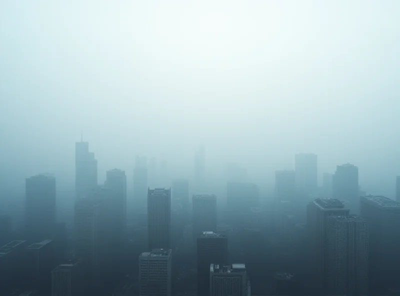 Image of polluted air in Beijing, with smog covering the city skyline.