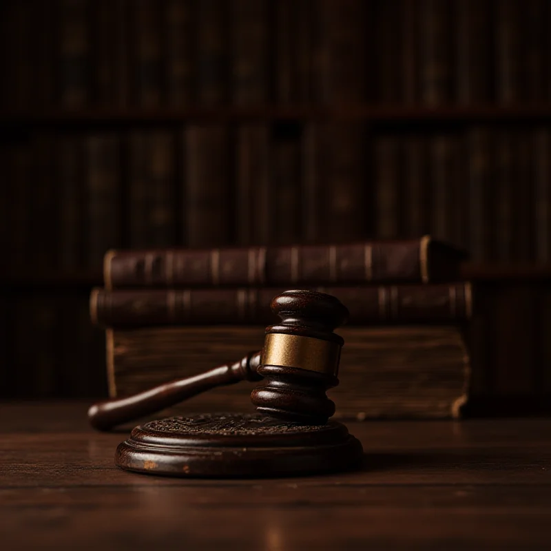 A gavel resting on a stack of legal books, symbolizing the justice system.