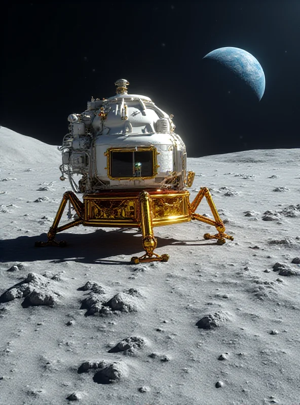 A stylized depiction of the Chinese lunar lander, Lanyue, descending onto the moon's surface.