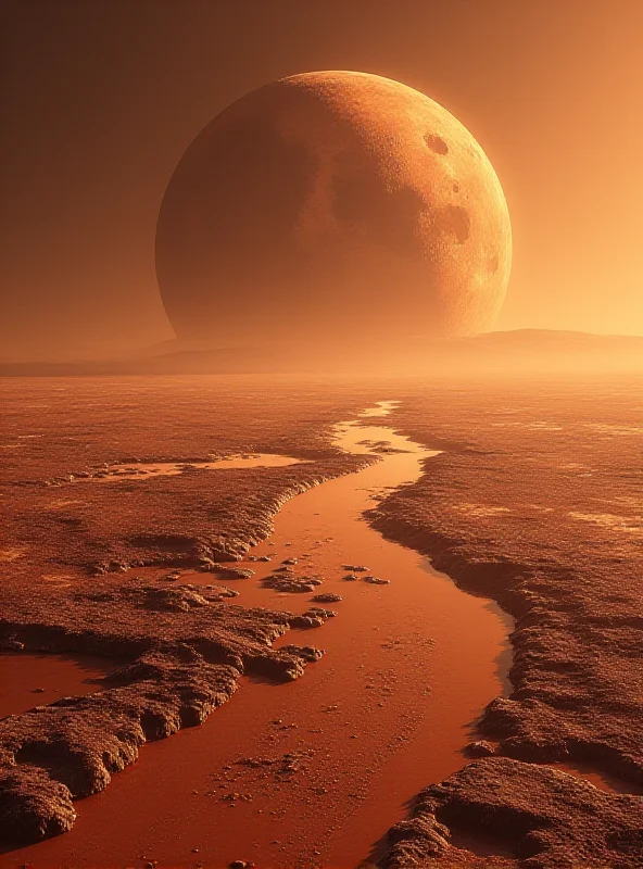 Artistic rendering of Mars with a large ocean covering the northern hemisphere, based on the Zhurong rover's findings.