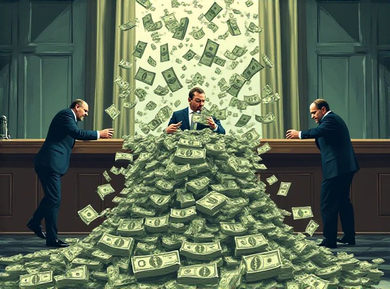 Conceptual image of a huge sum of money overflowing from a bank account, representing the $81 trillion error.