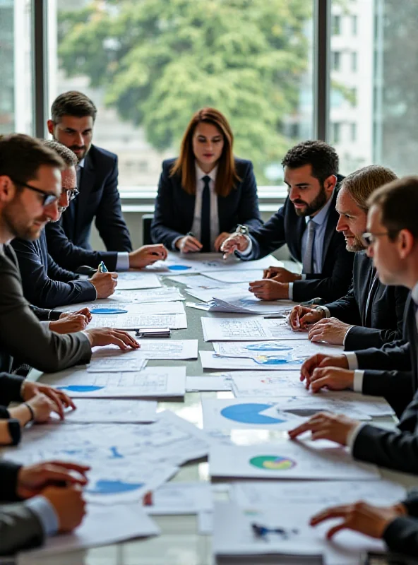A group of scientists discussing climate data and graphs at an IPCC meeting.