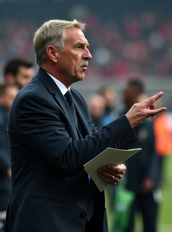 A determined soccer coach strategizing before a Europa League match