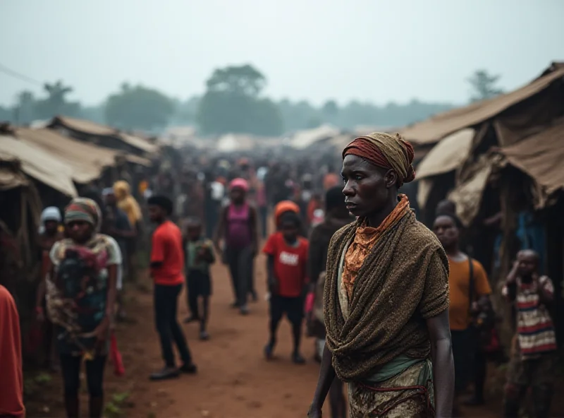 Crowded refugee camp in the Democratic Republic of Congo