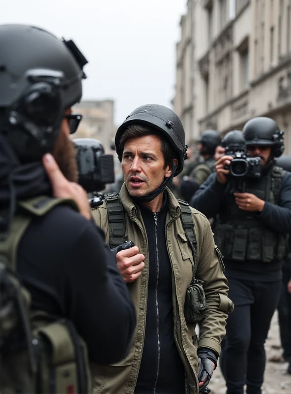 Journalist reporting in a conflict zone