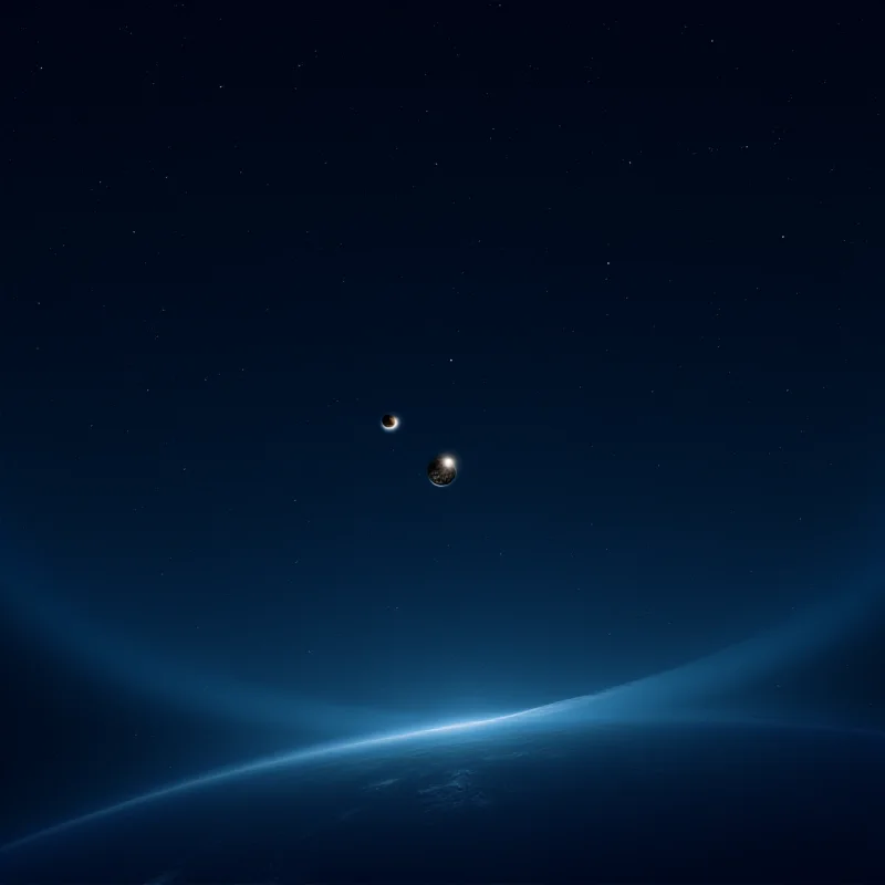 Illustration depicting the apparent alignment of planets in the night sky as seen from Earth