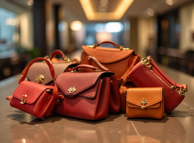A pile of expensive designer handbags on a table