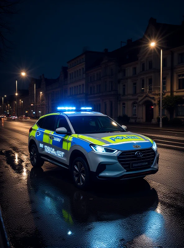 Czech police car at night.