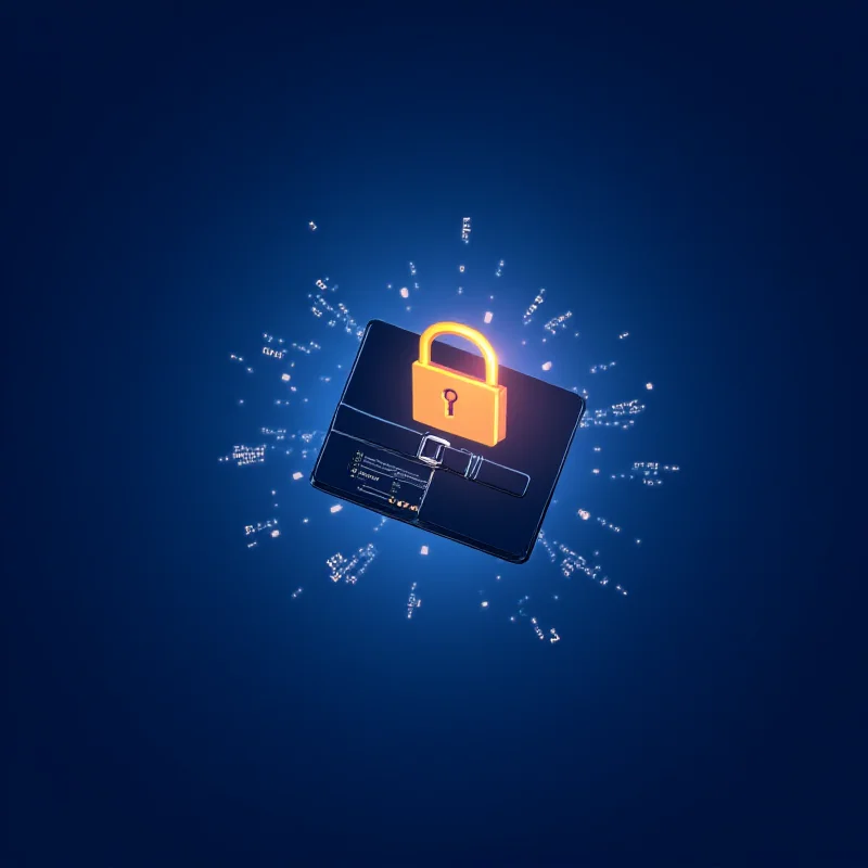 Digital illustration of a digital wallet with a lock and chain on it