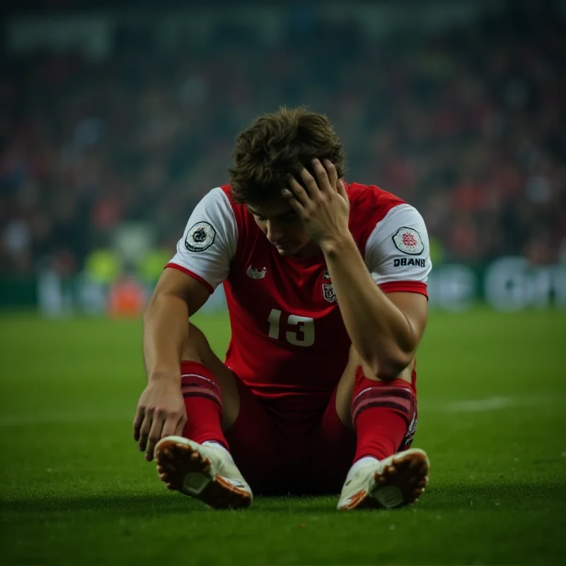 A dejected Union Berlin player sitting on the field after a loss