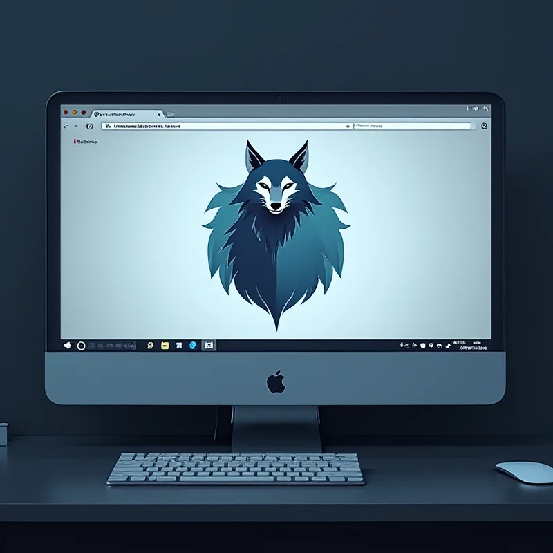 LibreWolf logo on a computer screen.