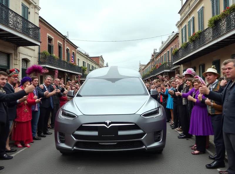Tesla Cybertruck being booed at a Mardi Gras parade in New Orleans