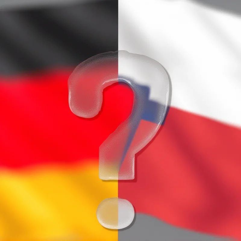 A split image. On one side, a close-up of the German flag. On the other side, a close-up of the Czech flag. A faint question mark overlays the image, symbolizing the uncertainty of their future relationship.