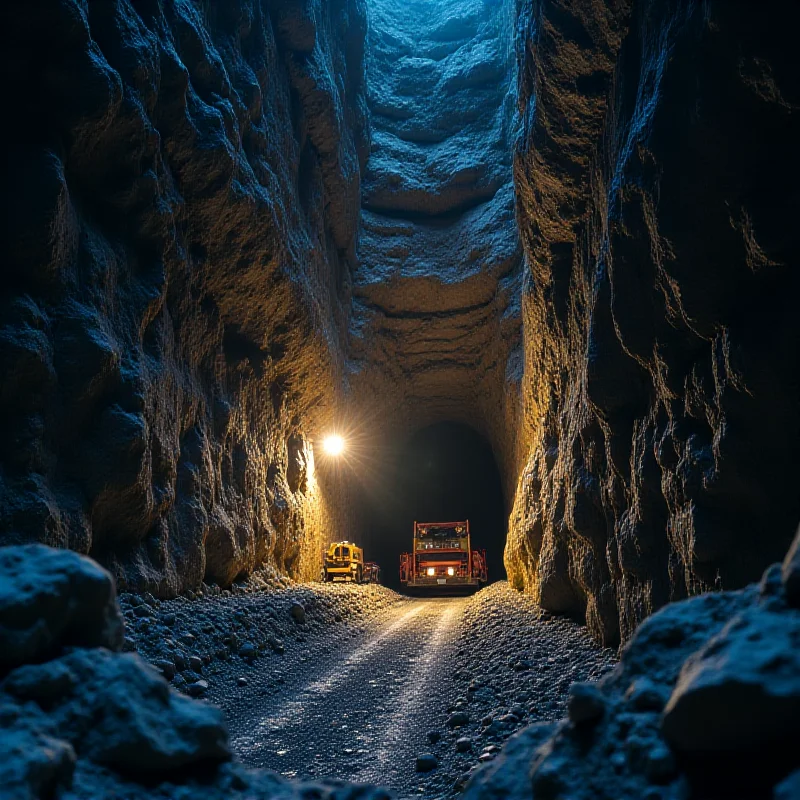 Close-up shot of the entrance to the Horelica Tunnel with construction equipment visible.