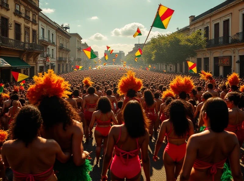 Crowd celebrating at an Axé music parade in Salvador