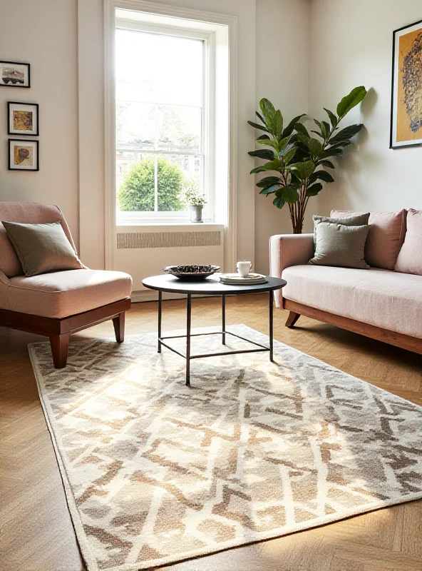 A stylish living room featuring a nuLoom area rug under a coffee table