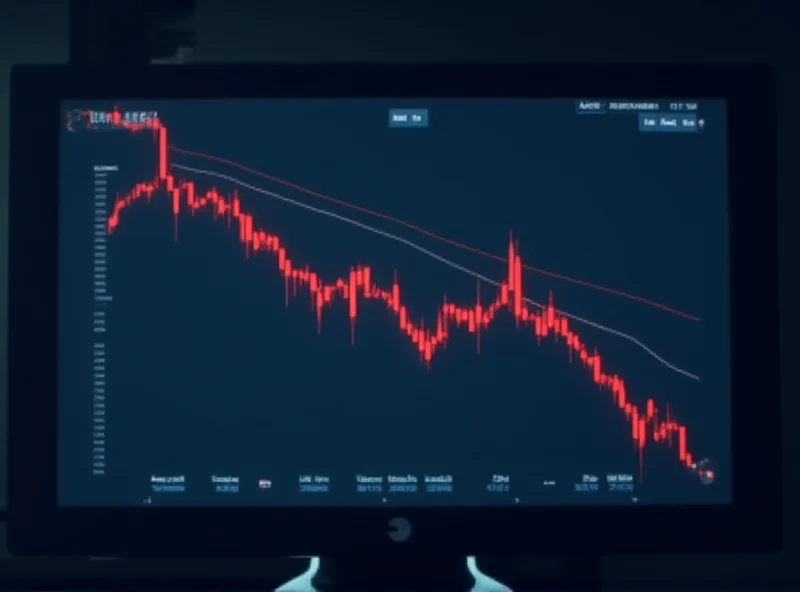 A graph showing a downward trend in Tesla stock price