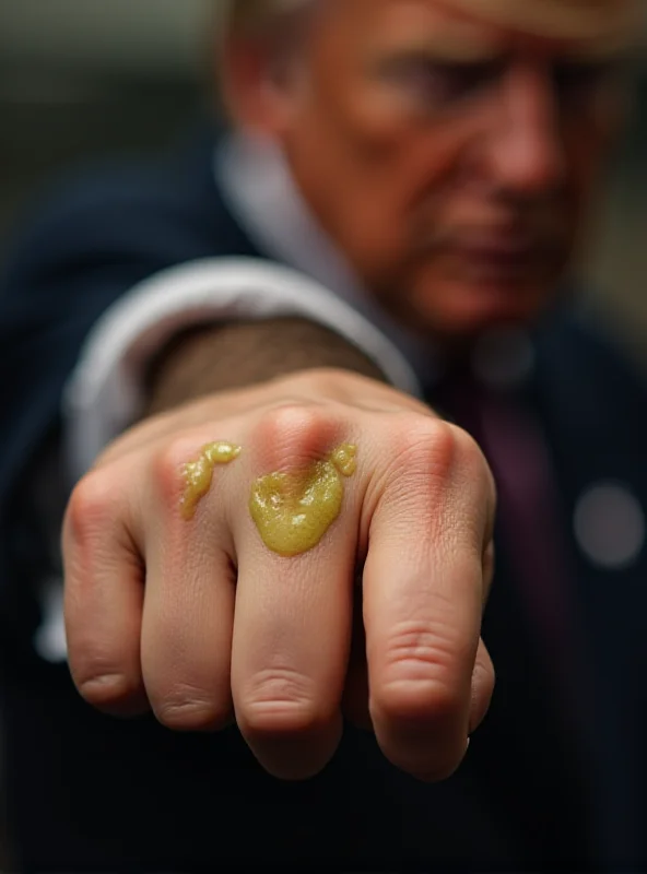 Close up of Donald Trump's hand with a bruise