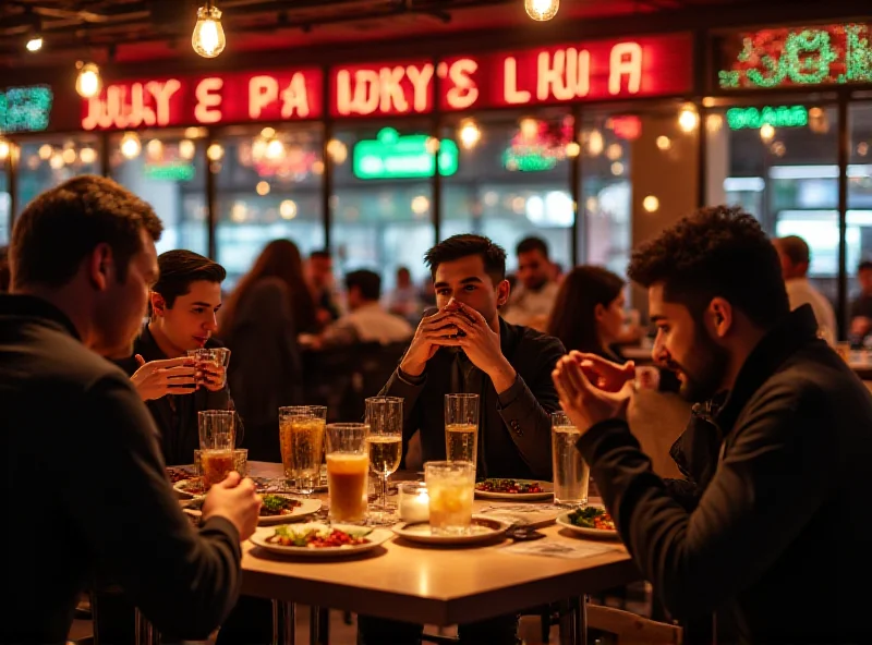 A bustling restaurant scene with people enjoying meals and drinks during Denver Restaurant Week.