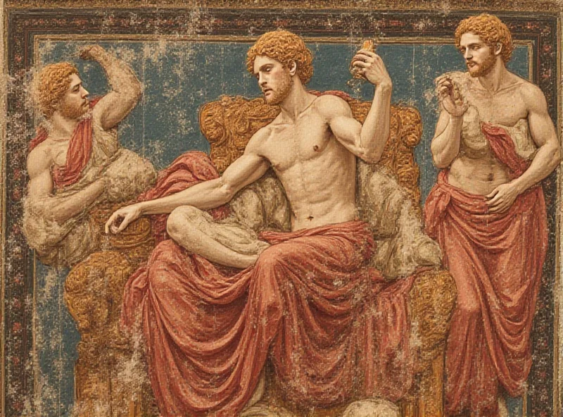 Detailed fresco depicting Dionysus and his followers in Pompeii.