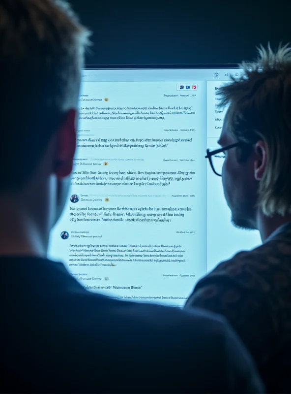A person looking at a screen displaying a Hacker News comment thread, with various users engaging in a lively discussion. The interface is clean and minimalist, with upvotes and downvotes visible for each comment.