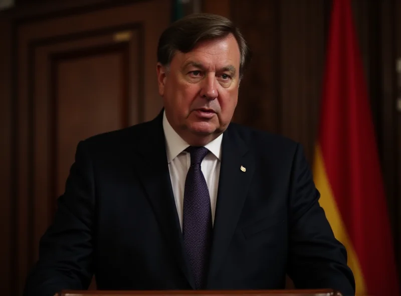 Milorad Dodik giving a speech in front of a Bosnian flag