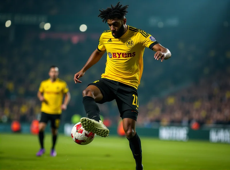 Karim Adeyemi scoring a goal for Borussia Dortmund against OSC Lille in the Champions League