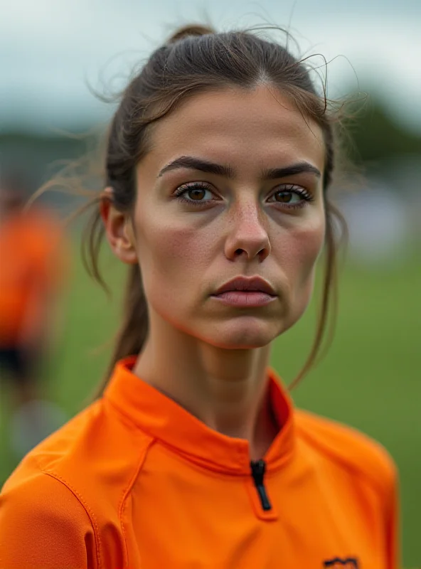 Close up of a teenage soccer referee looking determined