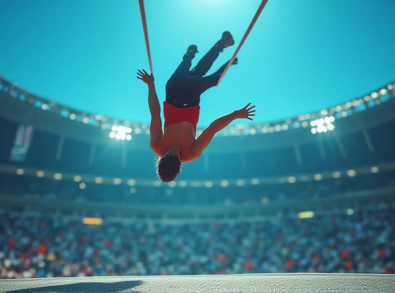 Armand Duplantis soaring over the pole vault bar.