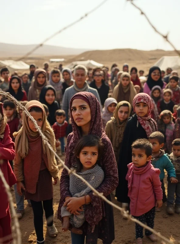 Crowd of Syrian refugees