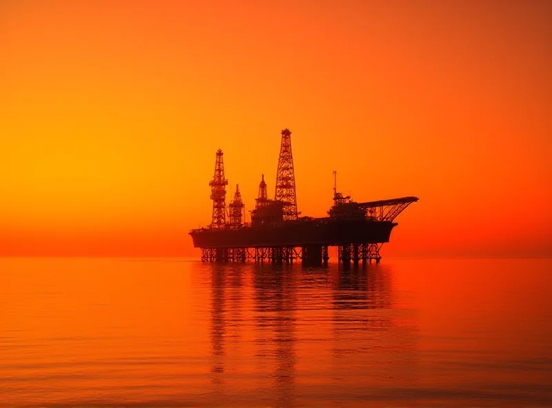 Offshore LNG platform at sunset.