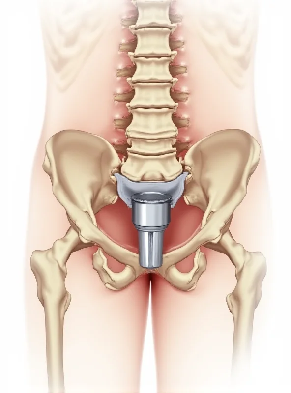 Medical illustration of the sacroiliac joint with SI-BONE implant.