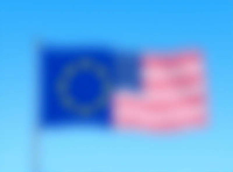 European Union and United States flags waving in the wind