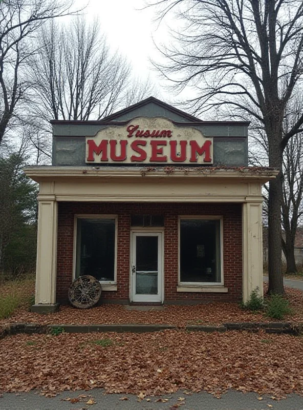 A small, independent museum with a weathered sign, looking empty and forlorn