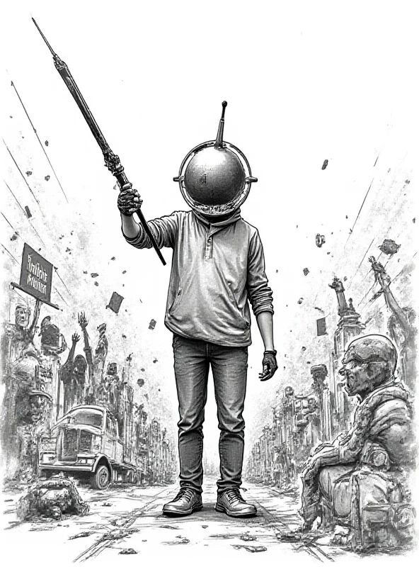 El Roto cartoon depicting art being used as a weapon.