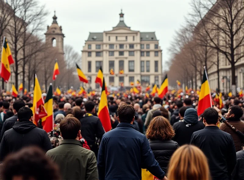 Crowd of protesters in Bucharest