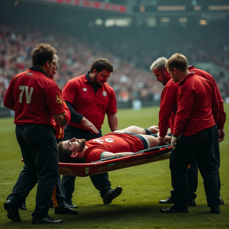 Rugby player being stretchered off the field after an injury