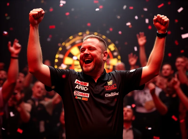 Luke Humphries celebrating his victory in the Premier League darts final.